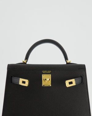 Hermès Mini Kelly II 20cm in Black Epsom Leather with Gold Hardware