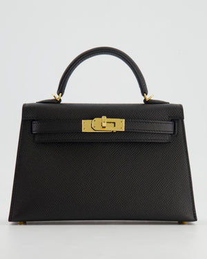 Hermès Mini Kelly II 20cm in Black Epsom Leather with Gold Hardware