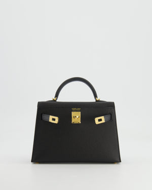 Hermès Mini Kelly II 20cm in Black Epsom Leather with Gold Hardware