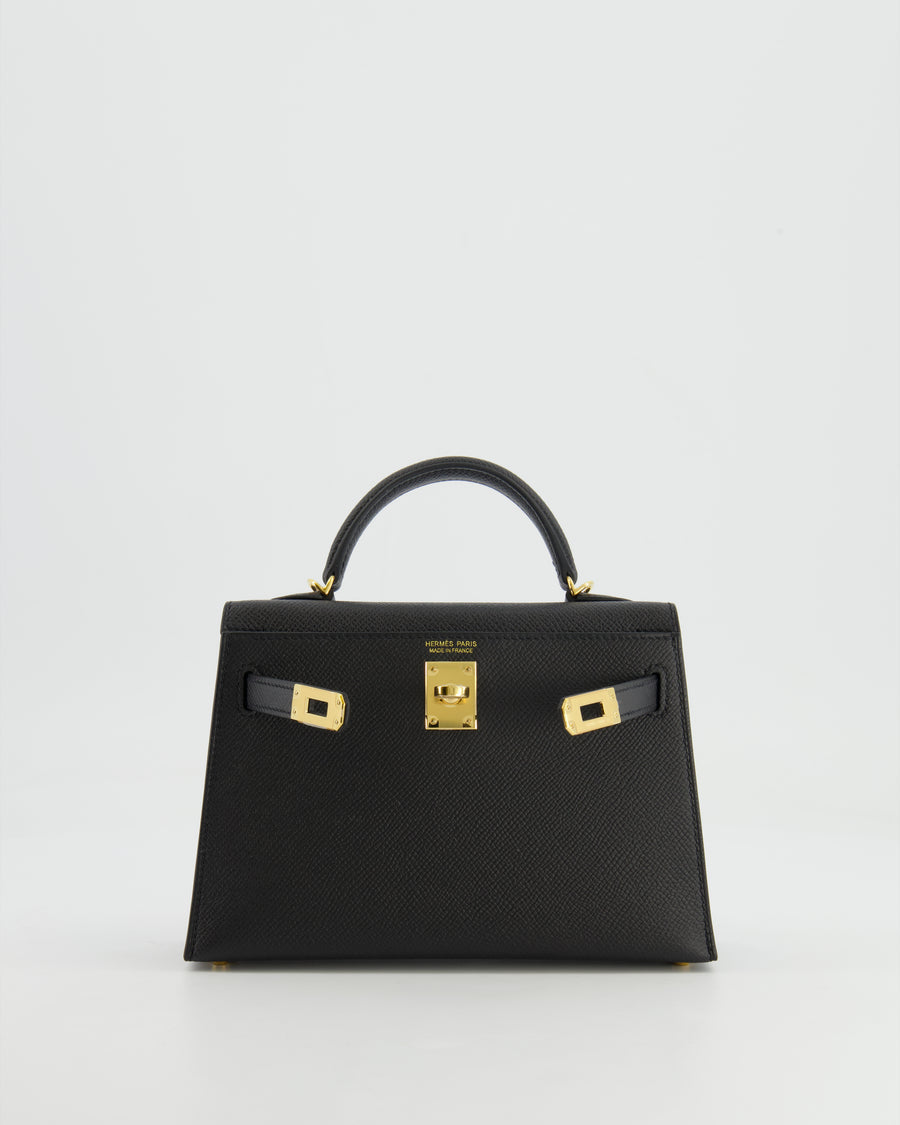 *SUPER RARE* Hermès Mini Kelly II 20cm in Black Epsom Leather with Gold Hardware