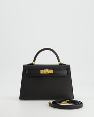 Hermès Mini Kelly II 20cm in Black Epsom Leather with Gold Hardware