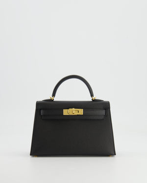 Hermès Mini Kelly II 20cm in Black Epsom Leather with Gold Hardware