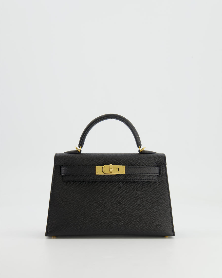 *SUPER RARE* Hermès Mini Kelly II 20cm in Black Epsom Leather with Gold Hardware