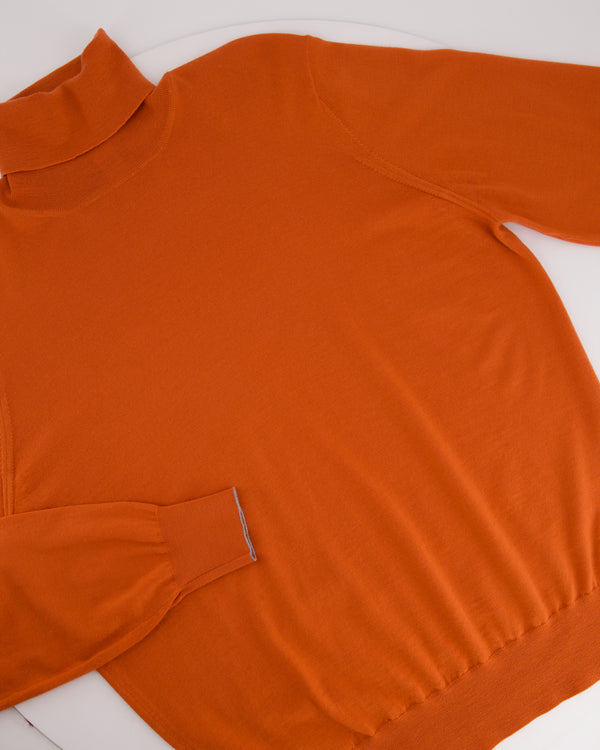 Brunello Cucinelli Orange High-Neck Long Sleeve Jumper Size IT 48 (UK 38)