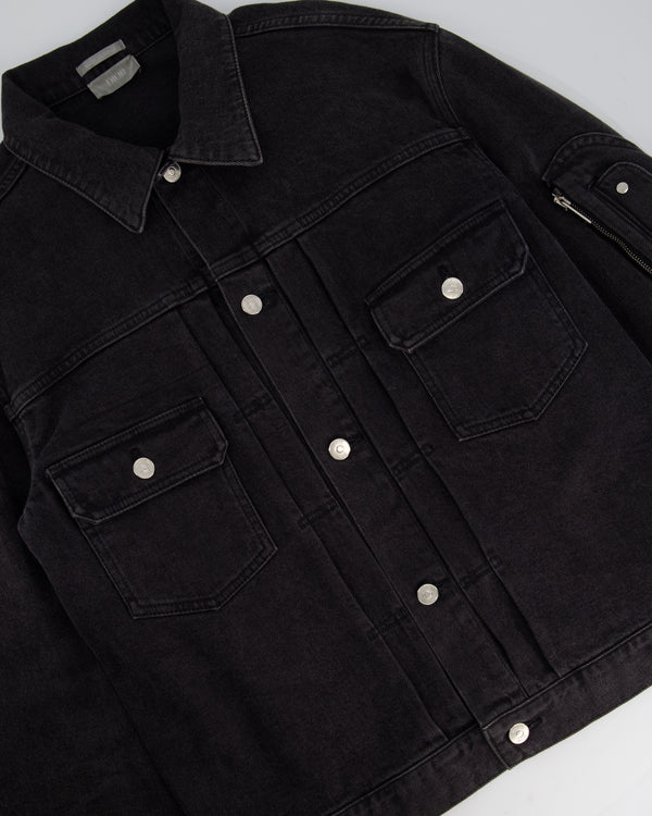 Dior Menswear Washed Black Denim Jacket with Arm Zip Detail Size FR 50 (UK 40)