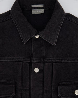 Dior Menswear Washed Black Denim Jacket with Arm Zip Detail Size FR 50 (UK 40)