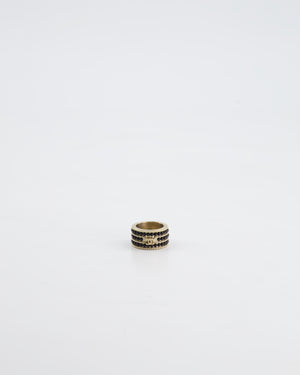 Chanel A/16 Black CC 3 Tiered Beaded Ring