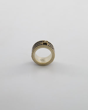 Chanel A/16 Black CC 3 Tiered Beaded Ring