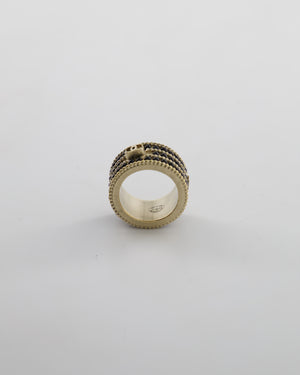 Chanel A/16 Black CC 3 Tiered Beaded Ring