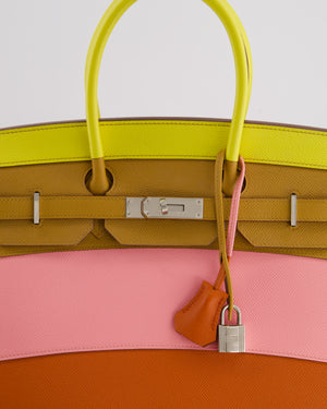 Hermès Birkin 35cm Sellier Sunrise Rainbow Bag in Epsom Lime / Sesame / Rose Confetti / Terre Battue Leather with Palladium Hardware