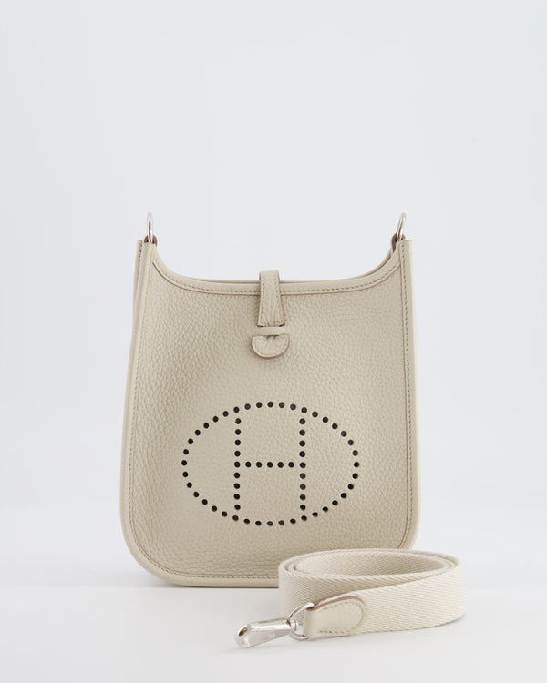 Hermès Mini Evelyne Bag in Beton Clemence Leather with Palladium Hardware