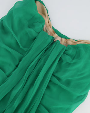 Alexander Mcqueen Green Silk Bandeau Pleated Maxi Dress Size IT 42 (UK 10)