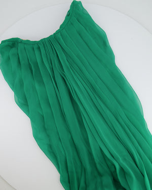 Alexander Mcqueen Green Silk Bandeau Pleated Maxi Dress Size IT 42 (UK 10)