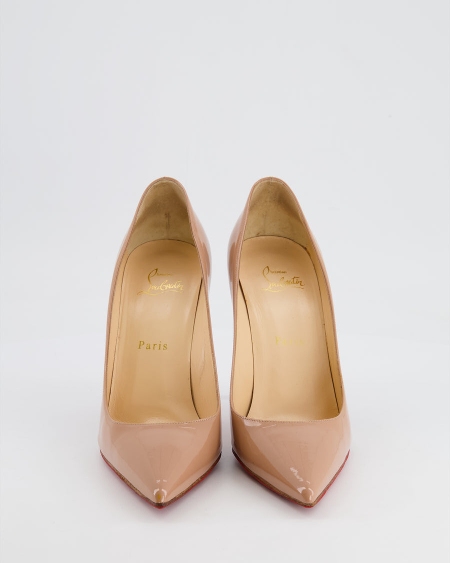 Christian Beige Patent Leather Pointed Heeled Pumps Size EU 39