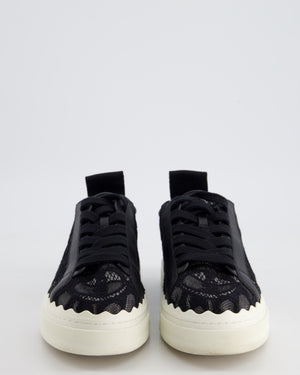 Chloe Black Lauren Lace Sneakers with Logo Detail Size EU 38