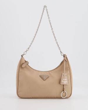 Prada Beige Re-Edition 2005 Nylon Bag with Silver Hardware RRP £1,470