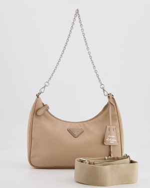 Prada Beige Re-Edition 2005 Nylon Bag with Silver Hardware RRP £1,470