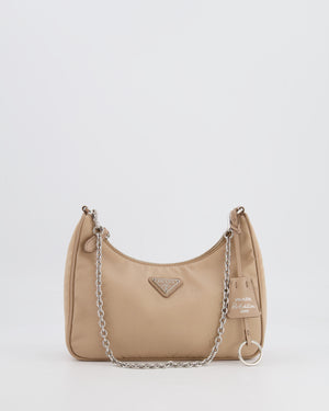 Prada Beige Re-Edition 2005 Nylon Bag with Silver Hardware RRP £1,470