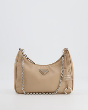 Prada Beige Re-Edition 2005 Nylon Bag with Silver Hardware RRP £1,470