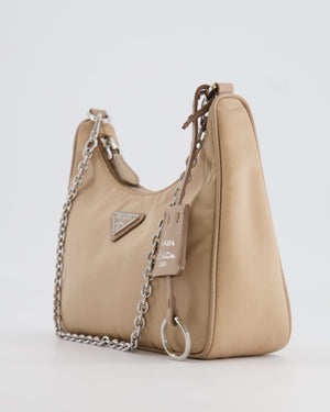 Prada Beige Re-Edition 2005 Nylon Bag with Silver Hardware RRP £1,470