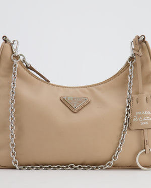 Prada Beige Re-Edition 2005 Nylon Bag with Silver Hardware RRP £1,470