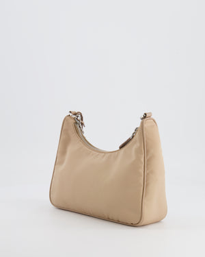 Prada Beige Re-Edition 2005 Nylon Bag with Silver Hardware RRP £1,470