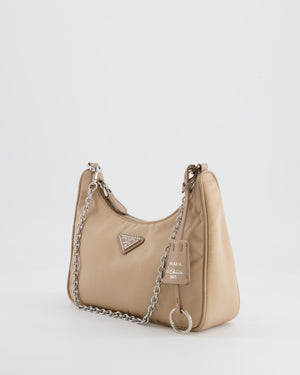 Prada Beige Re-Edition 2005 Nylon Bag with Silver Hardware RRP £1,470