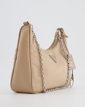 Prada Beige Re-Edition 2005 Nylon Bag with Silver Hardware RRP £1,470