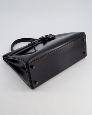 *SUPER RARE* Hermès So Black Kelly Retourne 32cm in Box Calfskin Leather and Black Hardware