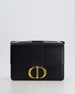 Christian Dior Black 30 Montaigne Medium Flap Bag in Calfskin Leather with Gold Hardware RRP £3000