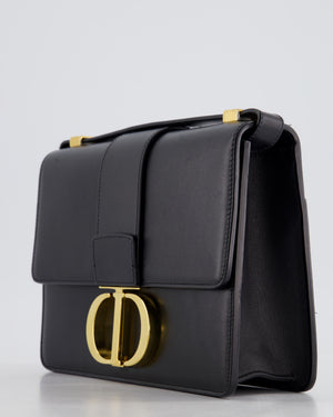 Christian Dior Black 30 Montaigne Medium Flap Bag in Calfskin Leather with Gold Hardware RRP £3000