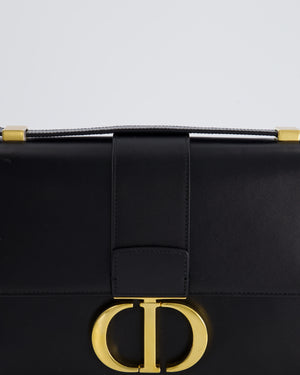 Christian Dior Black 30 Montaigne Medium Flap Bag in Calfskin Leather with Gold Hardware RRP £3000