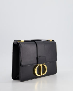 Christian Dior Black 30 Montaigne Medium Flap Bag in Calfskin Leather with Gold Hardware RRP £3000