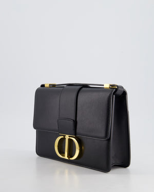 Christian Dior Black 30 Montaigne Medium Flap Bag in Calfskin Leather with Gold Hardware RRP £3000