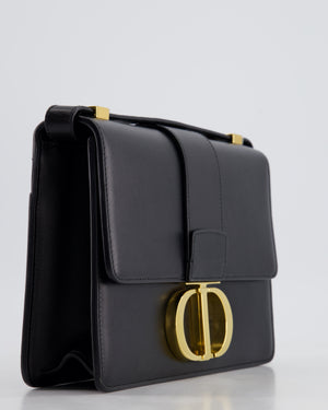 Christian Dior Black 30 Montaigne Medium Flap Bag in Calfskin Leather with Gold Hardware RRP £3000