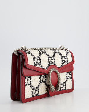 Gucci Red & Cream GG Medium Dionysus Shoulder Bag in Leather & Tweed with Ruthenium Hardware RRP £2650