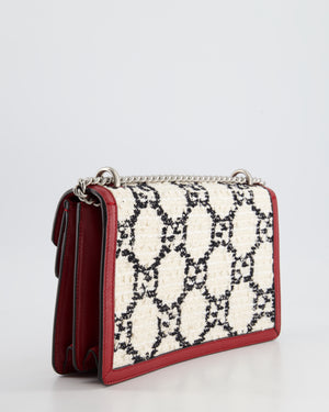 Gucci Red & Cream GG Medium Dionysus Shoulder Bag in Leather & Tweed with Ruthenium Hardware RRP £2650