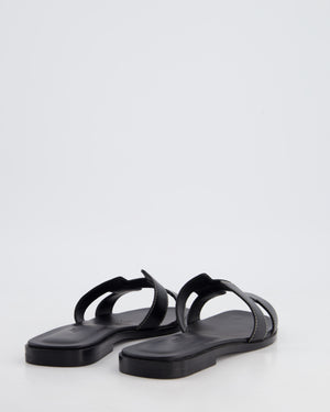 Hermès Black Oran Sandal with White Top Stitching Size EU 36 RRP £610