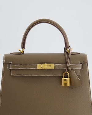 Hermès Kelly Sellier 25cm Bag in Etoupe Epsom Leather Gold Hardware