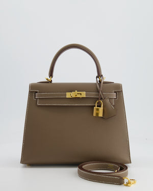 Hermès Kelly Sellier 25cm Bag in Etoupe Epsom Leather Gold Hardware