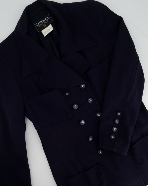 Chanel Navy Vintage Jacket With Silver CC Button Detail Size FR 38 (UK 10)