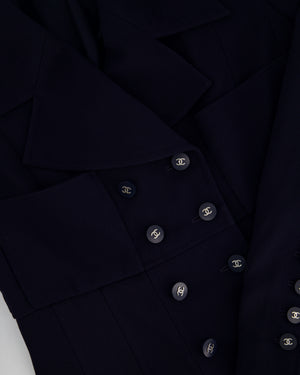 Chanel Navy Vintage Jacket With Silver CC Button Detail Size FR 38 (UK 10)