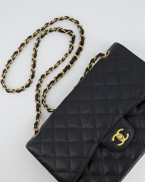 Chanel Black Jumbo Classic Double Flap Bag in Caviar Leather with Gold Hardware