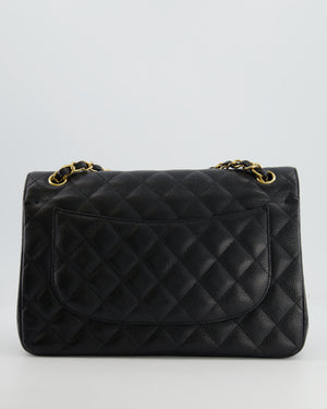 Chanel Black Jumbo Classic Double Flap Bag in Caviar Leather with Gold Hardware