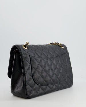 Chanel Black Jumbo Classic Double Flap Bag in Caviar Leather with Gold Hardware