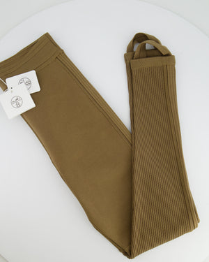 Hermès Brown Ribbed-Knit Silk Leggings Size FR 38 (UK 10)