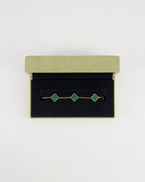 Van Cleef & Arpels Alhambra Malachite 5 Motif Bracelet in Yellow Gold