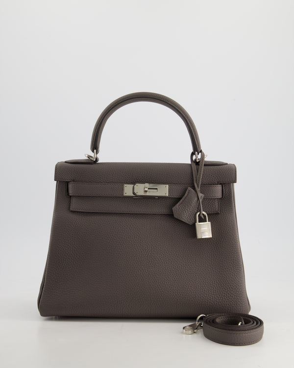 Hermès Kelly 28cm Retourne Bag in Gris Etain Togo Leather with Palladium Hardware