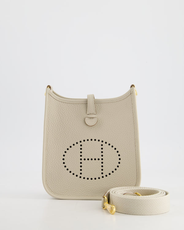 Hermès Mini Evelyne Bag in Beton Clemence Leather with Gold Hardware