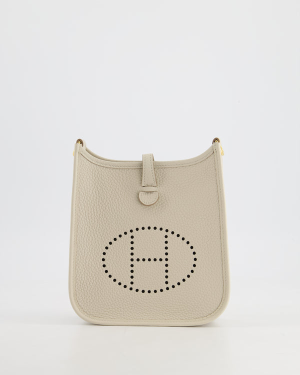 Hermès Mini Evelyne Bag in Beton Clemence Leather with Gold Hardware